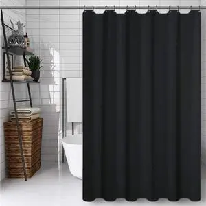 Hibate Black Fabric Shower Curtain Liners (72x78 Inches), Extra Long Weighted Hem Cloth Shower Liner, Hotel Quality Machine Washable Water Resistant Bath Curtain with 12 Hooks, Non-Toxic & Rustproof Hibate Black Fabric Shower Curtain Liners (72x78 Inches), Extra Long Weighted Hem Cloth Shower Liner, Hotel Quality Machine Washable Water Resistant Bath Curtain with 12 Hooks, Non-Toxic & Rustproof