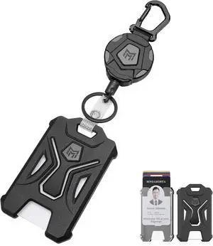 MNGARISTA Retractable Badge Holder,Heavy Duty Carabiner Clip Keychain Badge Reel,Tactical ID Card Key Holder with 31.5" Retractable, Black MNGARISTA Retractable Badge Holder,Heavy Duty Carabiner Clip Keychain Badge Reel,Tactical ID Card Key Holder with 31.5" Retractable, Black
