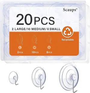20PCS Suction Cup Hooks, 2.5Inch, 1.77Inch, 1Inch Suction Cups with Metal Hooks Removable, Suitable for Glass, Windows, Bathrooms, Kitchens, Tiles, Shower Cubicles 20PCS Suction Cup Hooks, 2.5Inch, 1.77Inch, 1Inch Suction Cups with Metal Hooks Removable, Suitable for Glass, Windows, Bathrooms, Kitchens, Tiles, Shower Cubicles