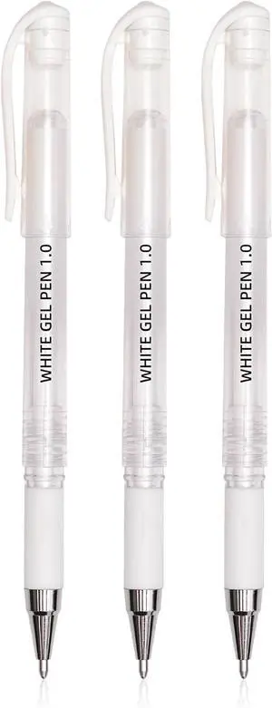 White Gel Pen Set, 1.0mm Opaque Ink, White Ink Pens | for Black Paper, Drawing, Sketching, Journaling, Card Making, Art Supplies, 3 Pack White Gel Pen Set, 1.0mm Opaque Ink, White Ink Pens | for Black Paper, Drawing, Sketching, Journaling, Card Making, Art Supplies, 3 Pack
