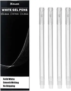 4 Pack White Gel Pens with 0.5mm Fine Tip for Black Paper Drawing 4 Pack White Gel Pens with 0.5mm Fine Tip for Black Paper Drawing