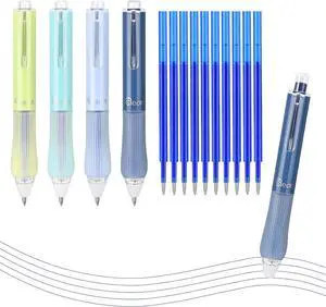 Temiary 4 Pcs Retractable Erasable Gel Pens & 10 Pcs Refills, Blue Ink | Quick Dry Ink Pen with Eraser, 0.5mm Fine Point Smooth Writing for Back to School Office Supplies Temiary 4 Pcs Retractable Erasable Gel Pens & 10 Pcs Refills, Blue Ink | Quick Dry Ink Pen with Eraser, 0.5mm Fine Point Smooth Writing for Back to School Office Supplies