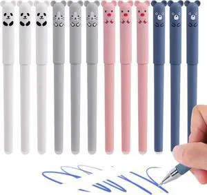 0.4mm Erasable Gel Pens,12 Pack Cute Cartoon Animal Rollerball Gel Ink Pens Refillable Pens for Adult Writing Kids Calligraphy Note Taking (12 Blue Ink) 0.4mm Erasable Gel Pens,12 Pack Cute Cartoon Animal Rollerball Gel Ink Pens Refillable Pens for Adult Writing Kids Calligraphy Note Taking (12 Blue Ink)