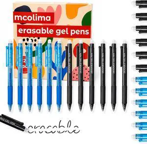 Blue and Black Erasable Gel Pens, 12 Pack Retractable Erasable Pens, 0.7mm Fine Point Quick Dry Ink, Clicker Pens for Note Taking, Work Notes, Planners, School Office Supplies Blue and Black Erasable Gel Pens, 12 Pack Retractable Erasable Pens, 0.7mm Fine Point Quick Dry Ink, Clicker Pens for Note Taking, Work Notes, Planners, School Office Supplies