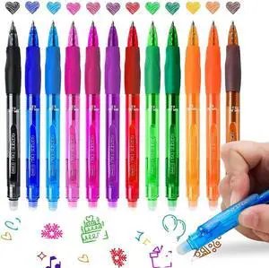 12Pcs Colored Erasable Gel Pens, Fine Point 0.5 mm (Multicolor) | Quick-Drying, Comfort Grip Writing Pens for School, Office, Exams 12Pcs Colored Erasable Gel Pens, Fine Point 0.5 mm (Multicolor) | Quick-Drying, Comfort Grip Writing Pens for School, Office, Exams