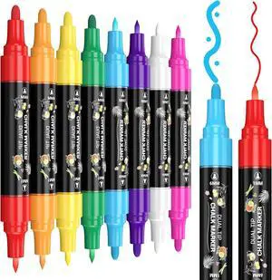 APOGO Dual Tip Liquid Chalk Markers, 8 Colors Chalk Pens with 6mm Bullet & 1mm Fine Tip, Erasable Chalkboard Markers for Glass, Window, Acrylic Calendar, Whiteboard, Sealed Chalkboard, Sign and Labels APOGO Dual Tip Liquid Chalk Markers, 8 Colors Chalk Pens with 6mm Bullet & 1mm Fine Tip, Erasable Chalkboard Markers for Glass, Window, Acrylic Calendar, Whiteboard, Sealed Chalkboard, Sign and Labels