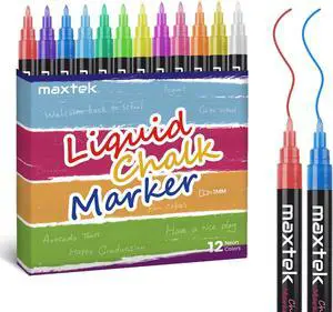maxtek Wet Erase Liquid Chalk Markers, 1mm Fine Tip, 12 Neon Colors | For acrylic calendars, glass and labels; wet erase ink stays visible until wiped with a damp cloth on non-porous surfaces maxtek Wet Erase Liquid Chalk Markers, 1mm Fine Tip, 12 Neon Colors | For acrylic calendars, glass and labels; wet erase ink stays visible until wiped with a damp cloth on non-porous surfaces