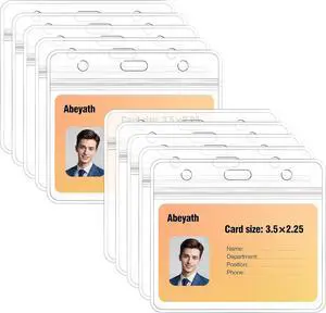 Abeyath10 Pack Extra Thick ID Card Name Badge Holder Heavy Duty Waterproof Clear Plastic PVC Horizontal Sleeve Pocket Resealable Abeyath10 Pack Extra Thick ID Card Name Badge Holder Heavy Duty Waterproof Clear Plastic PVC Horizontal Sleeve Pocket Resealable