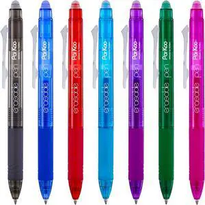 ParKoo Retractable Erasable Gel Pens Clicker, Fine Point, No Need for White Out, Assorted Color Inks for Planners and Crossword Puzzles, 7-Pack ParKoo Retractable Erasable Gel Pens Clicker, Fine Point, No Need for White Out, Assorted Color Inks for Planners and Crossword Puzzles, 7-Pack