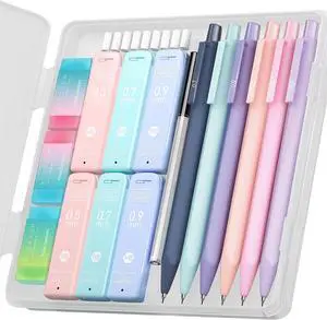 Four Candies Pastel Mechanical Pencil Set with Case, 6-Pack | 0.5/0.7/0.9mm, 360 Leads, 3 Erasers, 9 Eraser Refills, Back to School Supplies for Girls, Cute Aesthetic Stationery Four Candies Pastel Mechanical Pencil Set with Case, 6-Pack | 0.5/0.7/0.9mm, 360 Leads, 3 Erasers, 9 Eraser Refills, Back to School Supplies for Girls, Cute Aesthetic Stationery