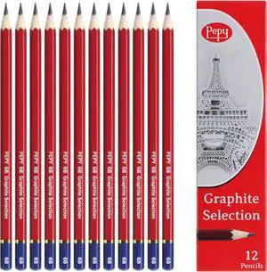 Pepy Graphite Professional Drawing Pencils - Set of 12 6B Pre-Sharpened Black Lead Pencils; Perfect for Drawing, Sketching and Shading, Graphic and Fine Art Pepy Graphite Professional Drawing Pencils - Set of 12 6B Pre-Sharpened Black Lead Pencils; Perfect for Drawing, Sketching and Shading, Graphic and Fine Art