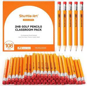 Shuttle Art 108 Pack Golf Pencils With Erasers, #2 HB Pencils Bulk, 3.5 Mini Pencil, Pre-Sharpened Small Pencil for Kids Teachers Classroom Games, Back to School Supplies Shuttle Art 108 Pack Golf Pencils With Erasers, #2 HB Pencils Bulk, 3.5 Mini Pencil, Pre-Sharpened Small Pencil for Kids Teachers Classroom Games, Back to School Supplies