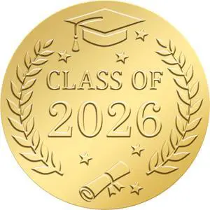 120Pcs Embossed Graduation Stickers, 1.6 Inch Gold Foil Round Self Adhesive Class of 2026 Stickers Label for Cards Envelope Seals Gift Bags 120Pcs Embossed Graduation Stickers, 1.6 Inch Gold Foil Round Self Adhesive Class of 2026 Stickers Label for Cards Envelope Seals Gift Bags