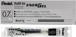 Pentel Refill Ink for EnerGel Liquid Gel Pen, (0.7mm), Metal Tip, Black Ink, Box of 12 (LR7-A) Pentel Refill Ink for EnerGel Liquid Gel Pen, (0.7mm), Metal Tip, Black Ink, Box of 12 (LR7-A)