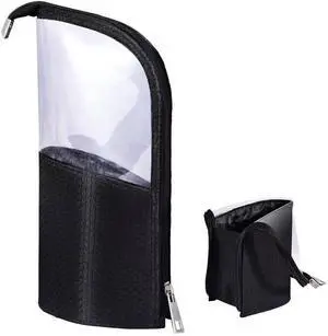 ANEMEL Black Travel Makeup Brush Holder, Organizer Bag Cosmetic Zipper Pouch Portable Dust-Free Stand-Up Toiletry Stationery ANEMEL Black Travel Makeup Brush Holder, Organizer Bag Cosmetic Zipper Pouch Portable Dust-Free Stand-Up Toiletry Stationery