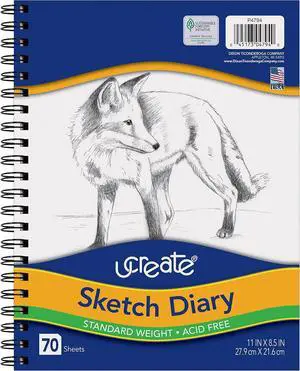 UCreate Sketch Diary, Standard Weight, 11" x 8-1/2", 70 Sheets | Supports classroom learning, crafts and creative activities UCreate Sketch Diary, Standard Weight, 11" x 8-1/2", 70 Sheets | Supports classroom learning, crafts and creative activities