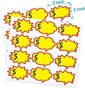 Removable Adhesive Yard Sale Price Tag Stickers, 3x2 inch | 300pcs, Space to Write Pricing, For Retail, Flea Market, Garage Sales, Sale Price Labels Removable Adhesive Yard Sale Price Tag Stickers, 3x2 inch | 300pcs, Space to Write Pricing, For Retail, Flea Market, Garage Sales, Sale Price Labels