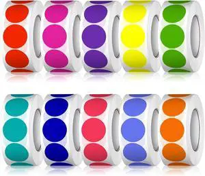 5000 PCS 3/4" Colored Dot Stickers Round Color Coding Labels Polka Circle Dot Label Sticker for Toddler, Office, Student, Classroom, Papers Etc(10 Rolls, 3/4 Inches) 5000 PCS 3/4" Colored Dot Stickers Round Color Coding Labels Polka Circle Dot Label Sticker for Toddler, Office, Student, Classroom, Papers Etc(10 Rolls, 3/4 Inches)