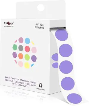 PARLAIM 1/2 Inch Round Adhesive Color-Code Dot Stickers,500 Stickers Inventory Dots Label in Dispenser Box,Lavender Circle Coding Labels for Office Home (Lavender) PARLAIM 1/2 Inch Round Adhesive Color-Code Dot Stickers,500 Stickers Inventory Dots Label in Dispenser Box,Lavender Circle Coding Labels for Office Home (Lavender)