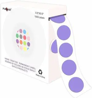 PARLAIM 0.5 Inch Round Permanent Adhesive Color-Code Dot Stickers,1000 Stickers (Lavender) PARLAIM 0.5 Inch Round Permanent Adhesive Color-Code Dot Stickers,1000 Stickers (Lavender)