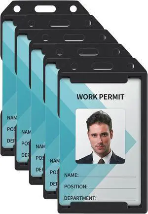 Pawfly 5 Pack 3-Card Badge Holder Vertical Double-Sided Plastic Case with Grippers and Thumb Slot Hard Black Card Protector for Offices Schools IDs Credit Cards Drivers Licenses and Passes Pawfly 5 Pack 3-Card Badge Holder Vertical Double-Sided Plastic Case with Grippers and Thumb Slot Hard Black Card Protector for Offices Schools IDs Credit Cards Drivers Licenses and Passes