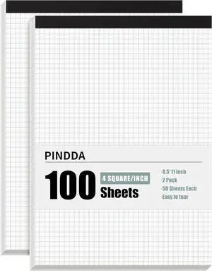 Graph Paper Notebook, 2 Pack, 8.5 x 11 Grid Paper, 4x4 Graph Ruled | 50 Sheets per Pad, Easy-Tear Perforations, 8.5 x 11 Cardboard Backing, for Math, Drafting, Drawing, Engineering Graph Paper Notebook, 2 Pack, 8.5 x 11 Grid Paper, 4x4 Graph Ruled | 50 Sheets per Pad, Easy-Tear Perforations, 8.5 x 11 Cardboard Backing, for Math, Drafting, Drawing, Engineering