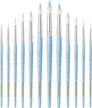 12 Pcs Round Professional Artist Watercolor Paint Brush Set, Blue | Paint Brushes for Watercolor, Oil, Gouache and Acrylic Painting 12 Pcs Round Professional Artist Watercolor Paint Brush Set, Blue | Paint Brushes for Watercolor, Oil, Gouache and Acrylic Painting