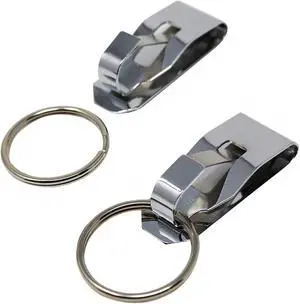 Secure Belt Clip Key Holder with Metal Hook & Heavy Duty 1 1/4 Inch Keychain Ring - Metal Key Chain Keeper for ID Badge/Key Secure Belt Clip Key Holder with Metal Hook & Heavy Duty 1 1/4 Inch Keychain Ring - Metal Key Chain Keeper for ID Badge/Key