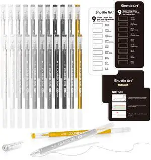 Shuttle Art Colored Pens, 22 Black White Gray & Metallic Tone Colors Cute Journal Pens 0.6mm Fine Point Colored Gel Pens for Black Paper Writing Drawing Journaling Note Taking School Office Home Shuttle Art Colored Pens, 22 Black White Gray & Metallic Tone Colors Cute Journal Pens 0.6mm Fine Point Colored Gel Pens for Black Paper Writing Drawing Journaling Note Taking School Office Home