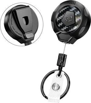 MNGARISTA Upgraded Heavy Duty Retractable Keychain with Belt Clip, 10 OZ Retraction, 31.5" Stainless Steel Cord, 3K Carbon Fiber ID Badge Reel with Badge Strap and Key Ring MNGARISTA Upgraded Heavy Duty Retractable Keychain with Belt Clip, 10 OZ Retraction, 31.5" Stainless Steel Cord, 3K Carbon Fiber ID Badge Reel with Badge Strap and Key Ring