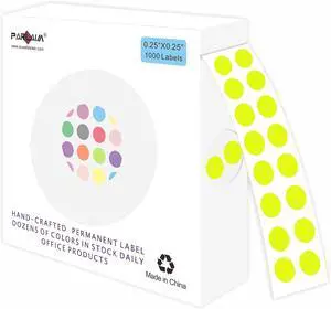 PARLAIM 0.25 Inch Color-Code Dot Stickers,1000 Stickers Roll Coding Label Sticker for Office,Student Classroom(Fluorescent Yellow) PARLAIM 0.25 Inch Color-Code Dot Stickers,1000 Stickers Roll Coding Label Sticker for Office,Student Classroom(Fluorescent Yellow)