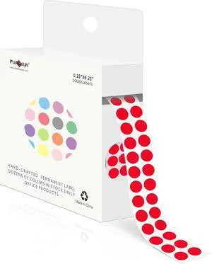 PARLAIM 1/4 Inch Circle Sticker Labels,1000 Stickers Round Color Coding Circle Dots Stickers, Adhesive Roll Dot Label for Inventory Organize, File Classification (Red) PARLAIM 1/4 Inch Circle Sticker Labels,1000 Stickers Round Color Coding Circle Dots Stickers, Adhesive Roll Dot Label for Inventory Organize, File Classification (Red)