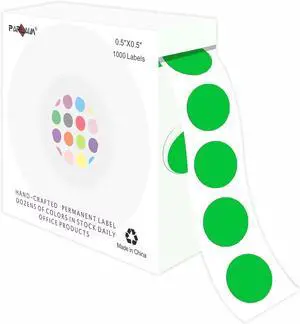 PARLAIM 1/2 Inch Round Permanent Adhesive Color-Code Dot Stickers,1000 Stickers Roll dots Label Dispenser Box Green Circle Stickers Labels (Green) PARLAIM 1/2 Inch Round Permanent Adhesive Color-Code Dot Stickers,1000 Stickers Roll dots Label Dispenser Box Green Circle Stickers Labels (Green)