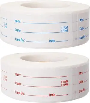 2 Rolls 1000 Pieces Removable Food Labels, 1 x 2 Inch | Date Stickers for Freezer, Refrigerator Food Containers - Easy to Write 2 Rolls 1000 Pieces Removable Food Labels, 1 x 2 Inch | Date Stickers for Freezer, Refrigerator Food Containers - Easy to Write