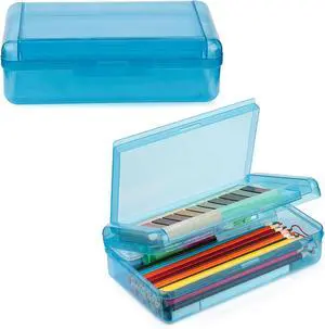Meiikun Pencil Box, Double Layer Large Capacity Pencil Case, Translucent Plastic Hard Pencil Boxes with Snap-tight Lid, School Office Supplies Storage Box for Stationery, Pen, Pencil (Blue, 1 Pack) Meiikun Pencil Box, Double Layer Large Capacity Pencil Case, Translucent Plastic Hard Pencil Boxes with Snap-tight Lid, School Office Supplies Storage Box for Stationery, Pen, Pencil (Blue, 1 Pack)