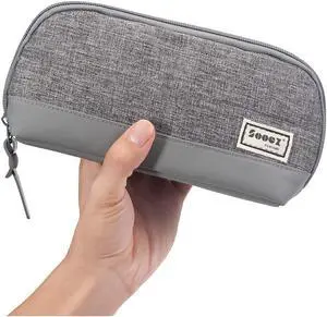 Sooez Wide-Opening Pencil Pen Case, Lightweight & Spacious Pencil Bag Pouch Box Organizer, Aesthetic Supply with Triangular Design for Adults, Grey Sooez Wide-Opening Pencil Pen Case, Lightweight & Spacious Pencil Bag Pouch Box Organizer, Aesthetic Supply with Triangular Design for Adults, Grey
