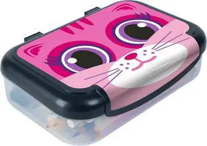 ZIPIT Recycled Plastic Pencil Box for Girls, Large Capacity Pencil Case for School, Durable Stationery Organizer Box, Pink Kitty ZIPIT Recycled Plastic Pencil Box for Girls, Large Capacity Pencil Case for School, Durable Stationery Organizer Box, Pink Kitty