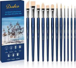Watercolor Brushes Professional, Artist Paint Brushes Set, 12 Pieces | Wooden Handle, Synthetic Bristles, Multiple Brush Shapes, Water Color Brushes for Gouache Oil Watercolor Painting Watercolor Brushes Professional, Artist Paint Brushes Set, 12 Pieces | Wooden Handle, Synthetic Bristles, Multiple Brush Shapes, Water Color Brushes for Gouache Oil Watercolor Painting