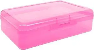 Ykimok Large Capacity Clear Pencil Box, Pencil Case, Plastic Pencil Boxes, Stackable Design, Supply Boxes for School Classroom,1 Pack (Pink) Ykimok Large Capacity Clear Pencil Box, Pencil Case, Plastic Pencil Boxes, Stackable Design, Supply Boxes for School Classroom,1 Pack (Pink)