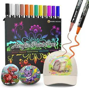 Desire Deluxe Acrylic Paint Pens for Rock Painting, Stone, Ceramic, Glass, Wood, Canvas Set of 12 Non Toxic Water Based Markers - Great Artists Painting Supplies (Dual Tip Multicolor, 12) Desire Deluxe Acrylic Paint Pens for Rock Painting, Stone, Ceramic, Glass, Wood, Canvas Set of 12 Non Toxic Water Based Markers - Great Artists Painting Supplies (Dual Tip Multicolor, 12)