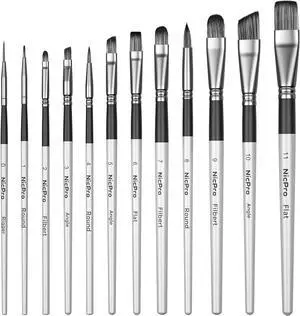 Nicpro 12pcs Artist Paint Brush Set, Paint Brushes for Acrylic Painting | Craft Paintbrushes for Oil Watercolor Gouache, Tempera, Face Body, Fabric Leather Model, Art Supplies for Artists Beginners Nicpro 12pcs Artist Paint Brush Set, Paint Brushes for Acrylic Painting | Craft Paintbrushes for Oil Watercolor Gouache, Tempera, Face Body, Fabric Leather Model, Art Supplies for Artists Beginners
