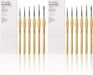 6Pcs Miniature Paint Brushes Set with Triangular Handles - for Acrylics, Oils, Watercolors & Paint by Number, Figurine2PACK 6Pcs Miniature Paint Brushes Set with Triangular Handles - for Acrylics, Oils, Watercolors & Paint by Number, Figurine2PACK