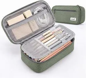WEMATE Pencil Case, Large Capacity Pencil Pouch, Big Storage Organizer | for Stationery, Zipper Pen Bag, Travel Pen Box, Office Organizer Makeup Bag, for Men Women Green WEMATE Pencil Case, Large Capacity Pencil Pouch, Big Storage Organizer | for Stationery, Zipper Pen Bag, Travel Pen Box, Office Organizer Makeup Bag, for Men Women Green