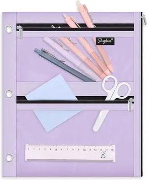 SKYDUE Pencil Pouch for 3 Ring Binder, 3 Pockets and Clear Window,11" x 9" | 3 Compartment Zipper Pencil Case, Large Capacity Organizer for School Supplies, Students, Kids & Teachers SKYDUE Pencil Pouch for 3 Ring Binder, 3 Pockets and Clear Window,11" x 9" | 3 Compartment Zipper Pencil Case, Large Capacity Organizer for School Supplies, Students, Kids & Teachers