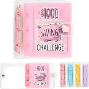 Mini Money Saving Binder with 25 Envelopes, $1000 Savings Challenge Book | Portable for Budgeting Cash Planner,School Class Prize Gift (Pink, $1000) Mini Money Saving Binder with 25 Envelopes, $1000 Savings Challenge Book | Portable for Budgeting Cash Planner,School Class Prize Gift (Pink, $1000)
