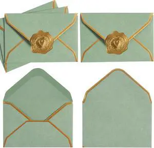 100 Pieces Mini Gift Card Envelopes with Stickers, Sage Green, 4x2.7 Inches | Self-Adhesive, Small Envelopes, Gold Border, For Blank Note Cards, For Business Gift Cards 100 Pieces Mini Gift Card Envelopes with Stickers, Sage Green, 4x2.7 Inches | Self-Adhesive, Small Envelopes, Gold Border, For Blank Note Cards, For Business Gift Cards