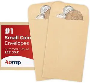 ACSTEP #1 Kraft Seed Envelopes 2-1/4 x 3-1/2 Small Coin Envelopes 100 Pack | 2x3 Mini Envelopes Self Adhesive Water Glummed Tiny Envelopes for Seeds, Keys, Tips and Small Parts, Home and Office ACSTEP #1 Kraft Seed Envelopes 2-1/4 x 3-1/2 Small Coin Envelopes 100 Pack | 2x3 Mini Envelopes Self Adhesive Water Glummed Tiny Envelopes for Seeds, Keys, Tips and Small Parts, Home and Office