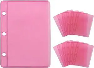 12 Pink Mini Binder Pockets Zipless A9 Binder Inserts | Card Budget Envelopes PVC Sheet Protector, 3 Rings Photos Cash Bills Organizer 12 Pink Mini Binder Pockets Zipless A9 Binder Inserts | Card Budget Envelopes PVC Sheet Protector, 3 Rings Photos Cash Bills Organizer