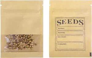 FERENLI 100 Pack 2.7x3.7 inch Seed Envelopes Packets with Clear Window | Small Resealable Brown Kraft Paper Bags with Preprinted Collecting Template for Storage Organizing Flower Vegetable Seeds FERENLI 100 Pack 2.7x3.7 inch Seed Envelopes Packets with Clear Window | Small Resealable Brown Kraft Paper Bags with Preprinted Collecting Template for Storage Organizing Flower Vegetable Seeds