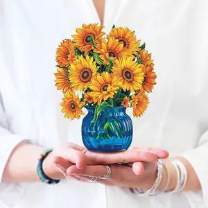 Freshcut Paper Pop Up Cards, Mini Sunflowers, 6 Inch Mini Sized Forever Flower Bouquet 3D Popup Greeting Cards, Birthday Cards, Get Well Gifts, Blank Notecard & Envelope Freshcut Paper Pop Up Cards, Mini Sunflowers, 6 Inch Mini Sized Forever Flower Bouquet 3D Popup Greeting Cards, Birthday Cards, Get Well Gifts, Blank Notecard & Envelope